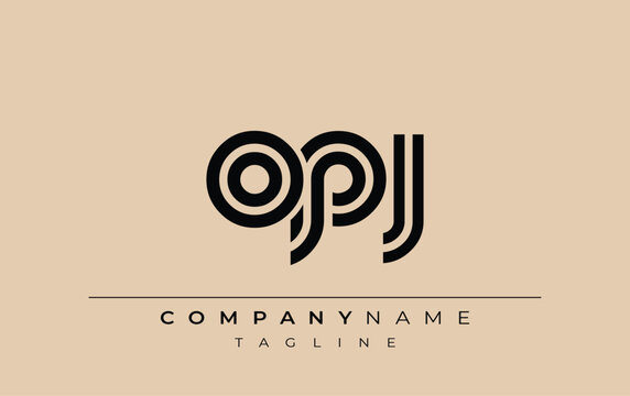 OPJ Creative Unique Modern Letter Logo Design. Stylized logo featuring a unique letter design, presenting abstract minimalist aesthetics and modern appeal.