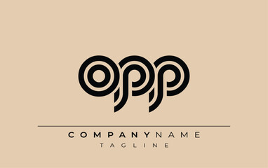 OPP Creative Unique Modern Letter Logo Design. Stylized logo featuring a unique letter design, presenting abstract minimalist aesthetics and modern appeal.