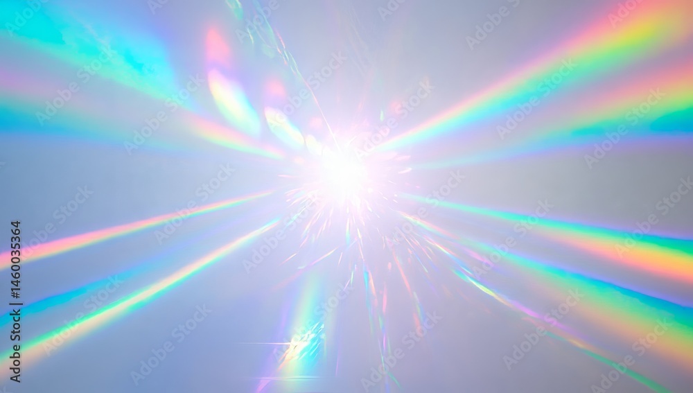 Poster light rays burst through an abstract background creating a vibrant display of colors and patterns in