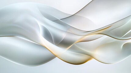 Fototapeta premium Abstract digital art piece that appears to be made up of wavy lines in different shades of white and gold.