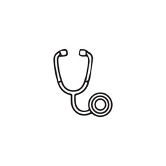   A minimalist doctors stethoscope symbol design with black and white color.