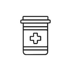   A minimalist medical container symbol design with black and white color.