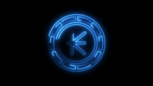 Lao kip currency symbol neon glow effect animated on black background loopable