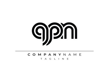 Fototapeta premium QPN Creative Unique Modern Letter Logo Design. Stylized logo featuring a unique letter design, presenting abstract minimalist aesthetics and modern appeal.