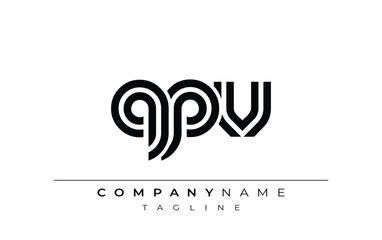 QPV Creative Unique Modern Letter Logo Design. Stylized logo featuring a unique letter design, presenting abstract minimalist aesthetics and modern appeal.