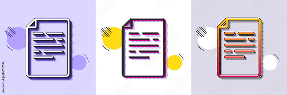 Poster document line icon. halftone dotted pattern. gradient icon with grain shadow. doc file page sign. of