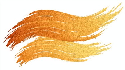 Obraz premium Golden Brush Strokes Abstract Design - Two elegant golden brush strokes on a white background, ideal for design projects needing a luxurious touch
