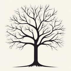 Obraz premium A bare tree with intricate branches stands alone on a plain background, emphasizing structure and simplicity.