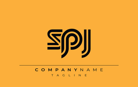 SPJ Creative Unique Modern Letter Logo Design. Stylized logo featuring a unique letter design, presenting abstract minimalist aesthetics and modern appeal.