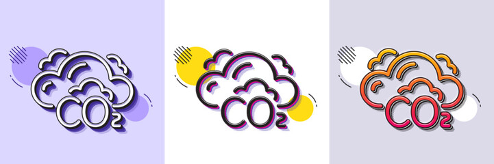 Co2 gas line icon. Halftone dotted pattern. Gradient icon with grain shadow. Carbon dioxide emissions sign. Exhaust reduction symbol. Line co2 icon. Various designs. Vector