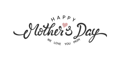 happy mother's day typography vector with handwritten calligraphy lettering design