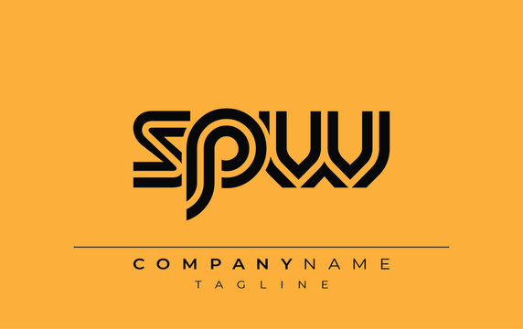 SPW Creative Unique Modern Letter Logo Design. Stylized logo featuring a unique letter design, presenting abstract minimalist aesthetics and modern appeal.