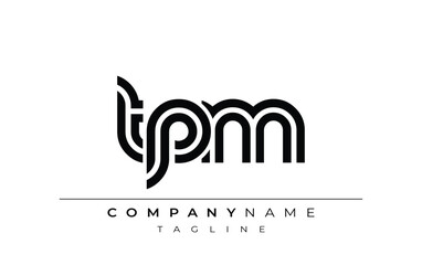 TPM Creative Unique Modern Letter Logo Design. Stylized logo featuring a unique letter design, presenting abstract minimalist aesthetics and modern appeal.