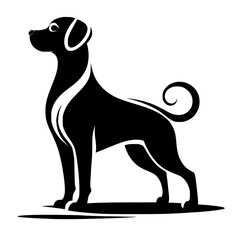 Minimalist Black & White Dog Silhouette: Emblem, Logo Design Template