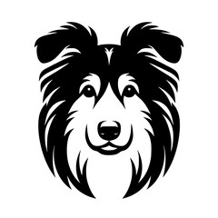 Minimalist Collie Dog Head in Black and White - Logo Design