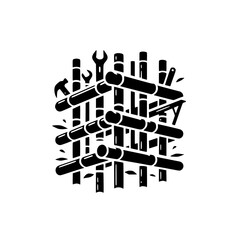 Black & White Bamboo Construction Logo