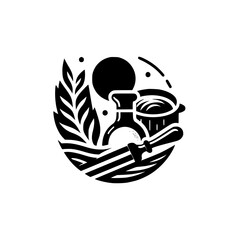 Coffee Brewing Icon: Minimalist Black & White Design