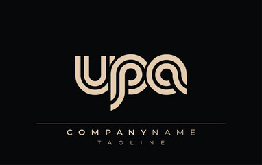 UPA Creative Unique Modern Letter Logo Design. Stylized logo featuring a unique letter design, presenting abstract minimalist aesthetics and modern appeal.