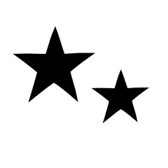 Obraz premium Two Solid Black Stars of Varying Sizes on a Plain White Background, Simple Design Element.