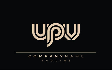 UPV Creative Unique Modern Letter Logo Design. Stylized logo featuring a unique letter design, presenting abstract minimalist aesthetics and modern appeal.