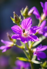 Fototapeta premium A vibrant purple flower, delicately adorned with a tiny insect, garden, bloom, photography