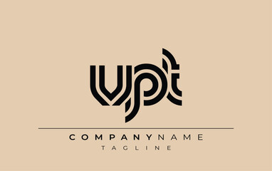 VPT Creative Unique Modern Letter Logo Design. Stylized logo featuring a unique letter design, presenting abstract minimalist aesthetics and modern appeal.