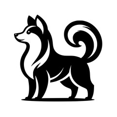 Obraz premium Minimalist Black & White Husky Dog Logo: Modern, Clean, Pet Design