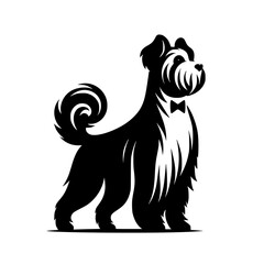 Elegant Black & White Dog Silhouette with Bow Tie Logo Design