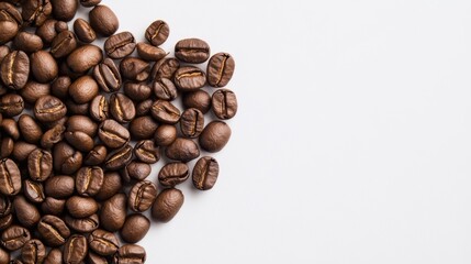 Fototapeta premium Detailed Coffee Beans Arranged in Heart Shape on Clean White Background for Stock Image