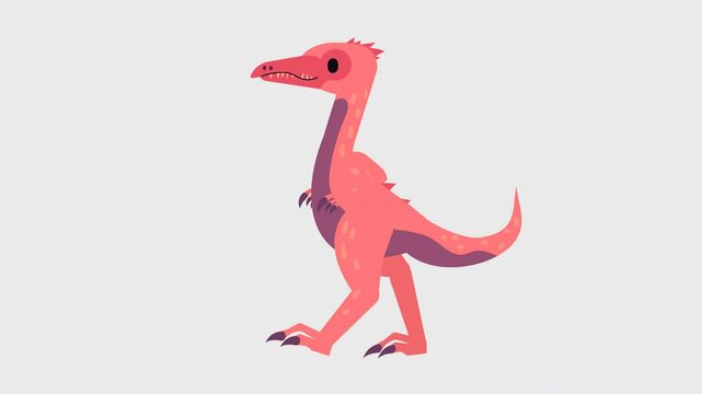 Dancing Troodon Animation &ndash; Cartoon Dinosaur Dance Loop with Energetic Moves &ndash; Video with Alpha Channel