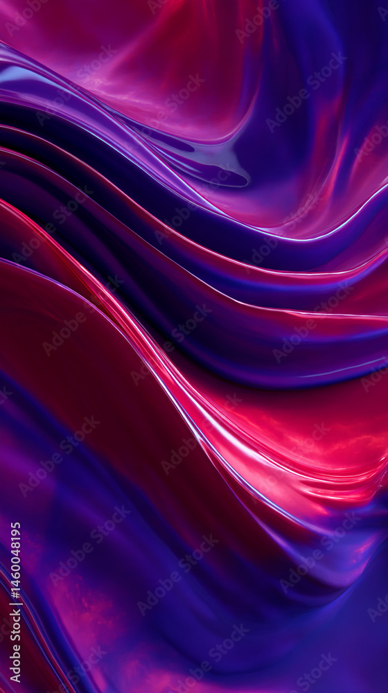 Poster Abstract image of flowing purple and crimson fabric, creating a dynamic and luxurious visual effect, suitable for design backgrounds or presentations
