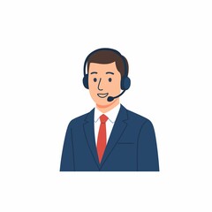 ヘッドセットを着けた男性カスタマーサポート担当者のイラスト