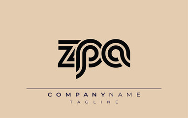 ZPA Creative Unique Modern Letter Logo Design. Stylized logo featuring a unique letter design, presenting abstract minimalist aesthetics and modern appeal.
