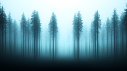 Fototapeta premium Misty Blue Forest: Eerie Winter Woods Landscape
