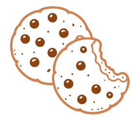 Two Chocolate Chip Cookies with One Partially Eaten, Sweet Baked Treats, Dessert Snack, Homemade Pastry, Sugar Cravings, 