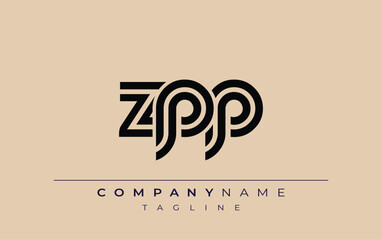 ZPP Creative Unique Modern Letter Logo Design. Stylized logo featuring a unique letter design, presenting abstract minimalist aesthetics and modern appeal.