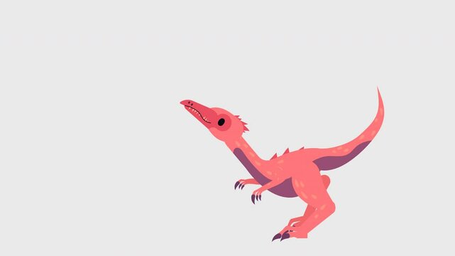 Troodon Jumping Animation &ndash; Cartoon Dinosaur Reaching Up &ndash; Video with Alpha Channel