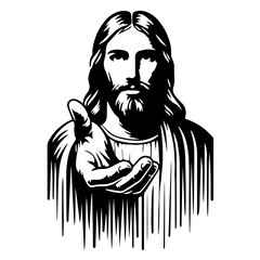 Jesus Christ with Outstretched Hand, Faith, Compassion, Christian Spirituality, Divine Guidance, Salvation, Religious Hope, Forgiveness in Christianity