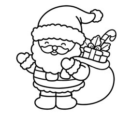 Smiling Santa Claus in Traditional Outfit with Sack of Gifts and Candy Cane, Christmas, Holiday Cheer, Gift Giving, Winter Festivities, Santa's Magical Tradition