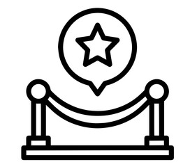 Red Carpet Barrier with Star Symbol Above, Celebrity Event Access, VIP Area, Paparazzi Culture, Glamorous Entertainment Industry, Exclusive Media Occasions