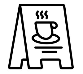 Chalkboard Sign with Hot Coffee Cup, Café Entrance Menu Display, Daily Specials, Seasonal Offers, Promotions, Discounts, Restaurant Marketing Communication