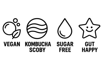 Probiotic-drink icons showing bubble, SCOBY, drop, and star