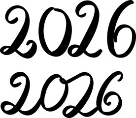 2026 hand lettering card design. Vector illustration
