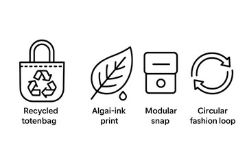 The symbols of tote, leaf, pocket, and loop are all linked to promote an eco-conscious message