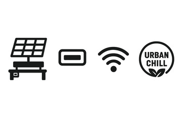 Icons on the smart bench display port, wave, gauge, and badge symbols