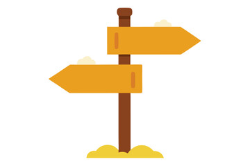 A whimsical cartoon signpost with two arrow signs in different directions