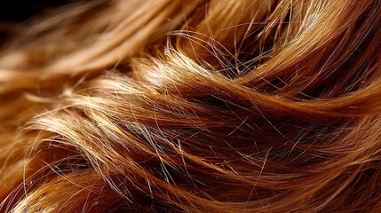 Naklejka premium Strands of glossy fibers of varying shades of gold and red create a swirling pattern.