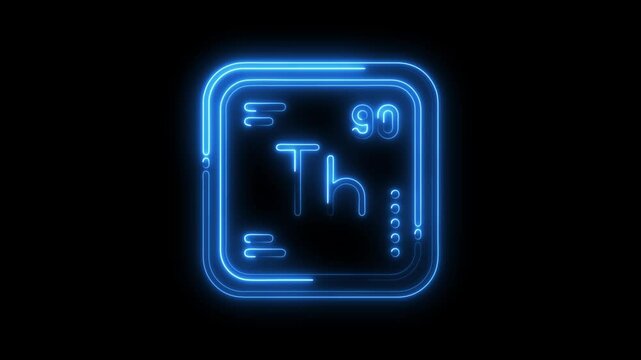 Glowing thorium element symbol animation on black background for scientific and educational use