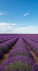 Fototapeta premium Lavender field in full bloom under a clear blue sky in Provence France