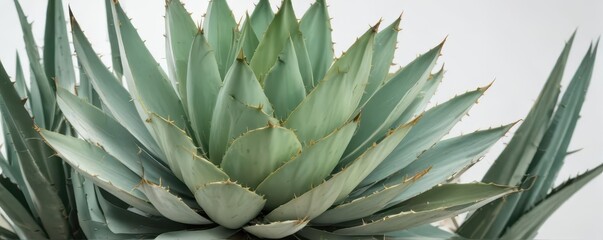 Fototapeta premium Agave plant isolated on pure white background , leaves, americana, leaf